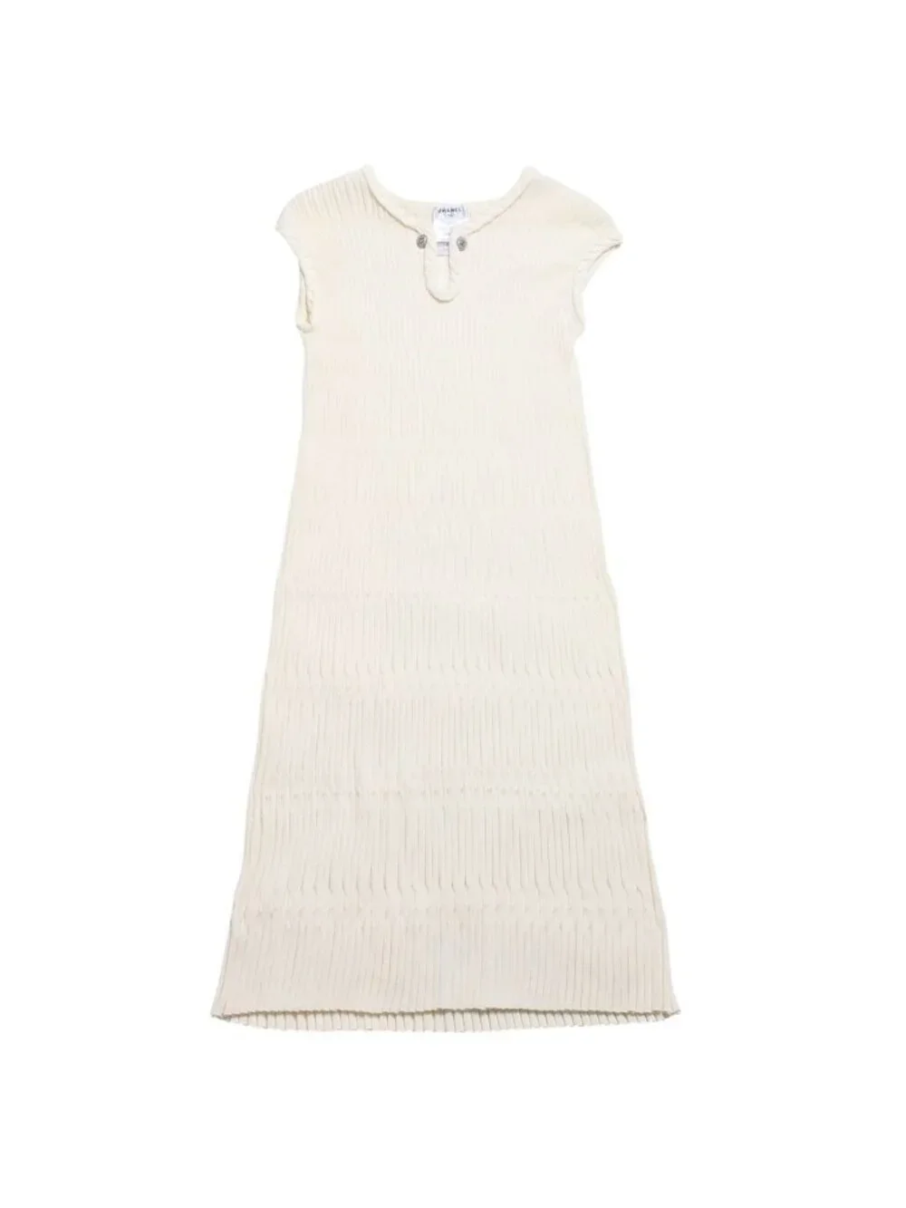 Chanel CC Chain Button White Ivory Dress Silver